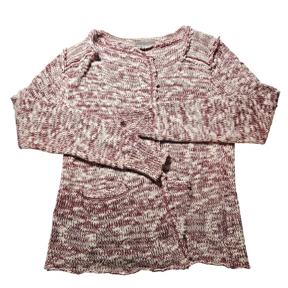 Michael Stars Burgundy Cream Knit Cardigan 1 Grunge, Coffeecore Americana Fall - Picture 9 of 14